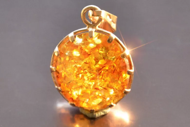 "14K 585 Pendentif Ambre Or Rose Vintage d'Authenticité" vpab001